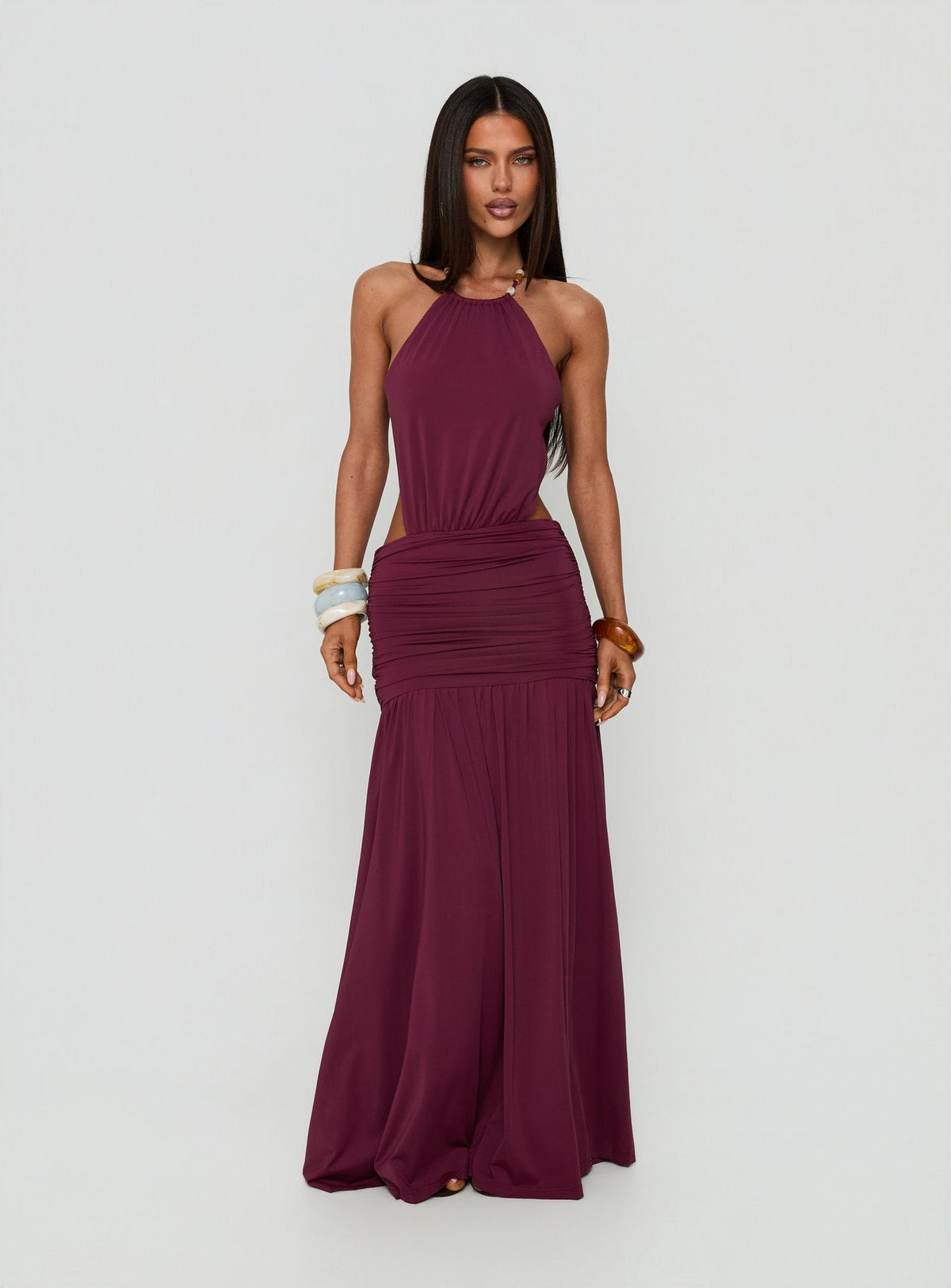 #NOVERA - Vestido Largo Tykaia Frambuesa Halter -