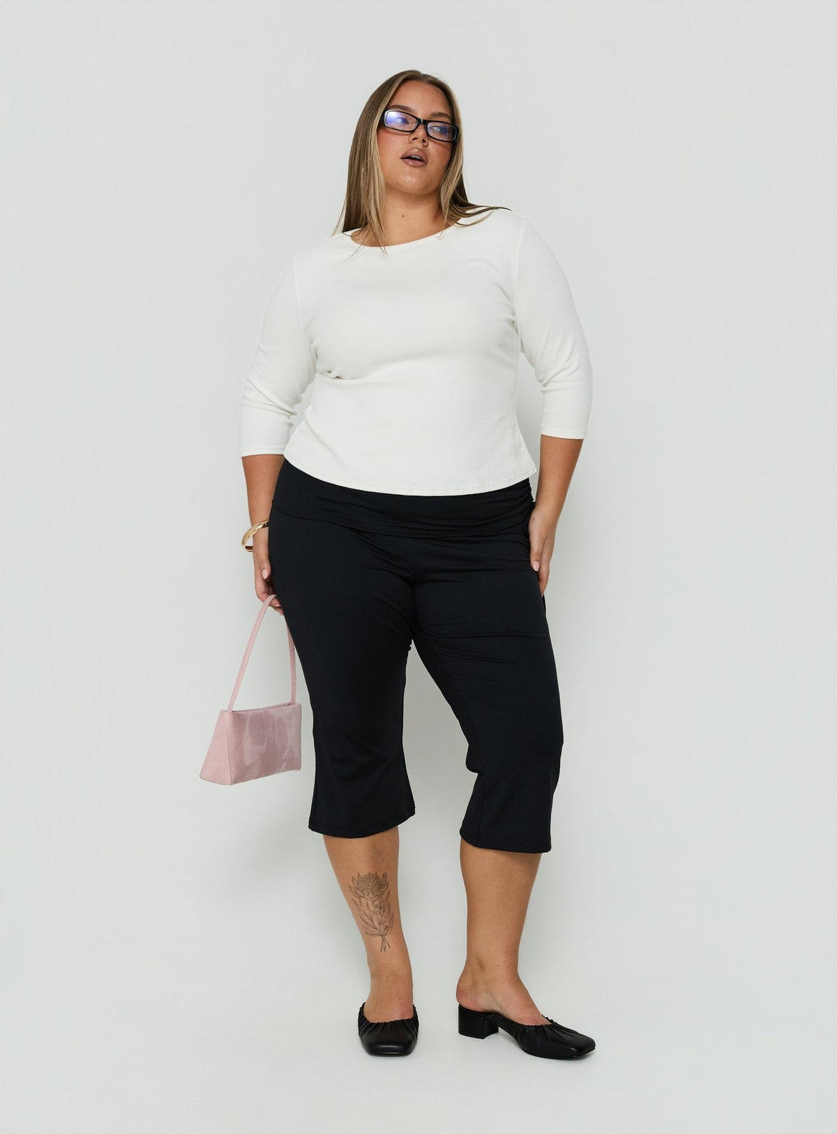 #NOVERA - Top Elaia Blanco de Manga 3/4 Talla Grande -