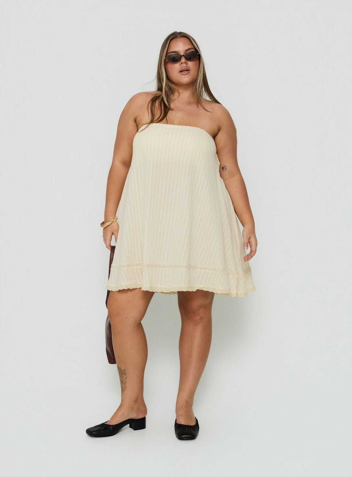 #NOVERA - Vestido Mini Gypsea Amarillo Mantequilla Amarillo Palabra de Honor Talla Grande -