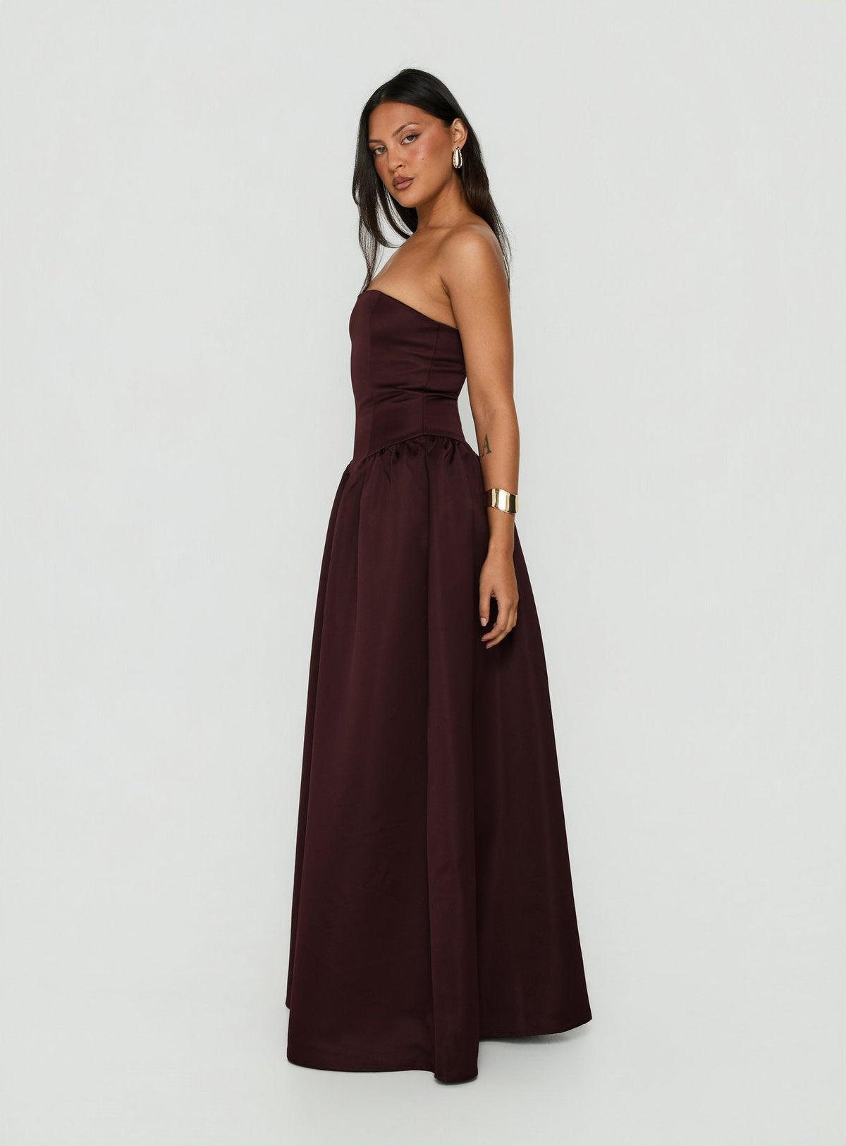 #NOVERA - Vestido Largo Candela Chocolate Palabra de Honor -