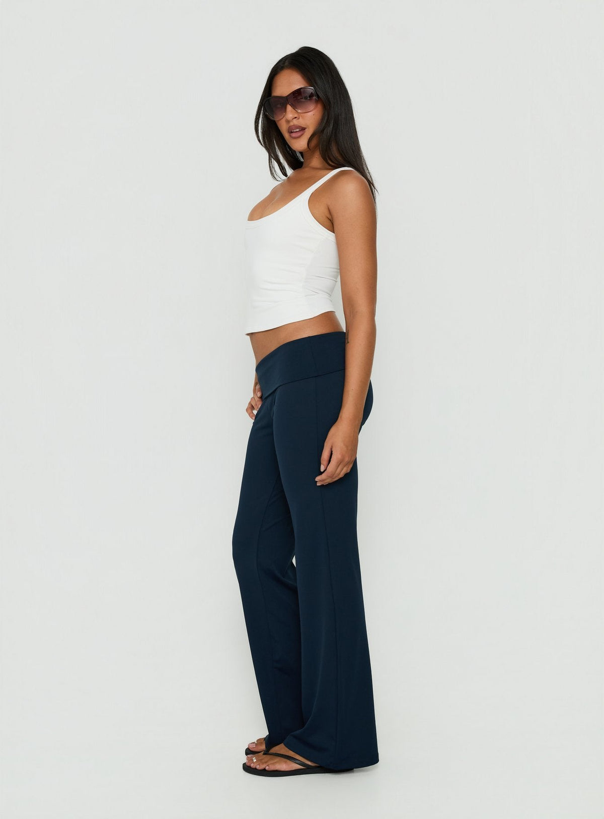 #NOVERA - Pantalón Zoe Azul Marino de Rayas de Pierna Recta -