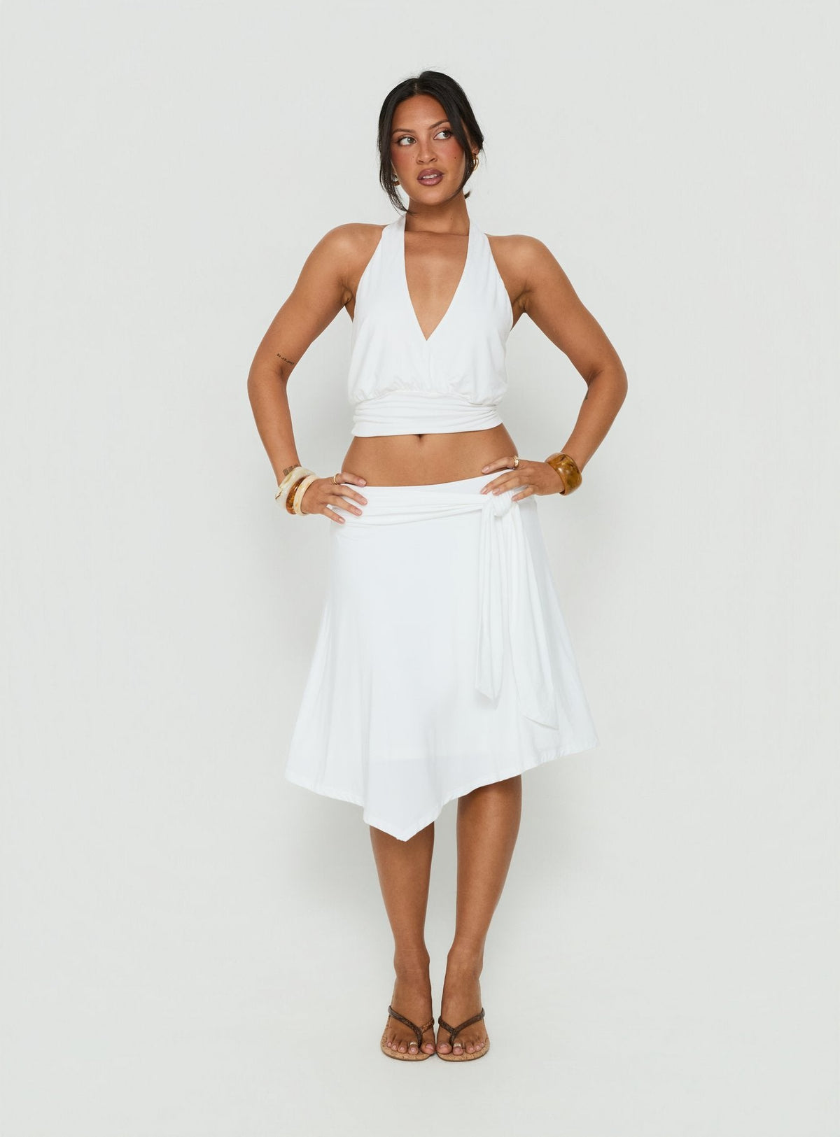 #NOVERA - Top Arabele Blanco Halter Cruzado -