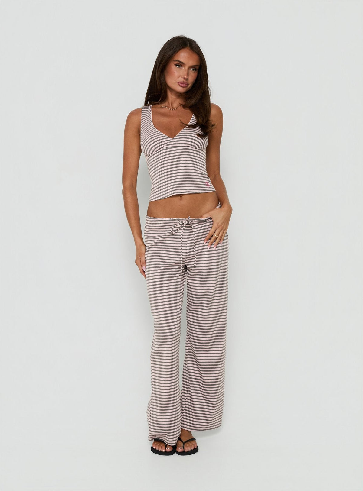 #NOVERA - Top Allice Rosa y Gris de Rayas -