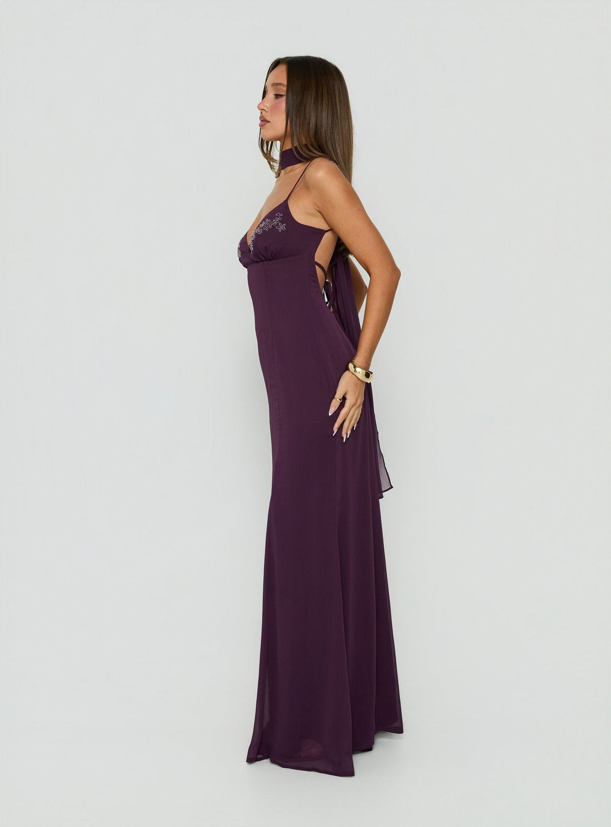 #NOVERA - Vestido Largo Jadira Ciruela -