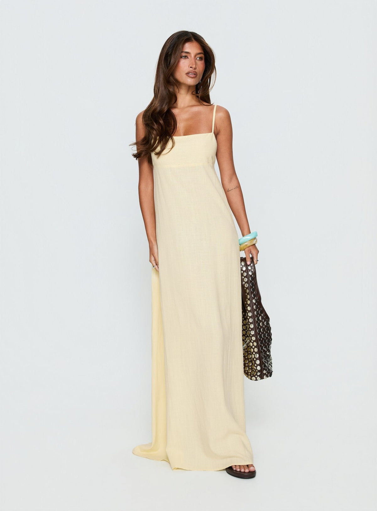 #NOVERA - Vestido Largo Solie Amarillo Mantequilla -