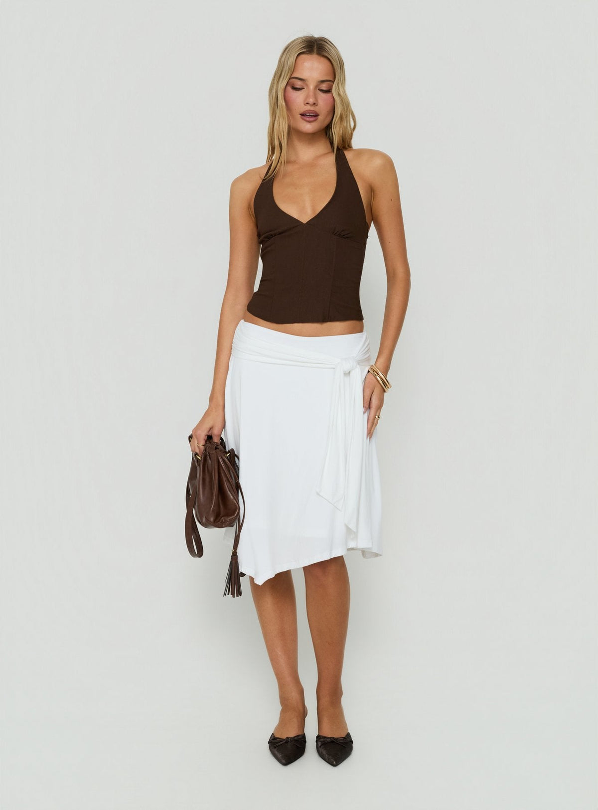 #NOVERA - Top Sherah Marrón Halter Corsé -