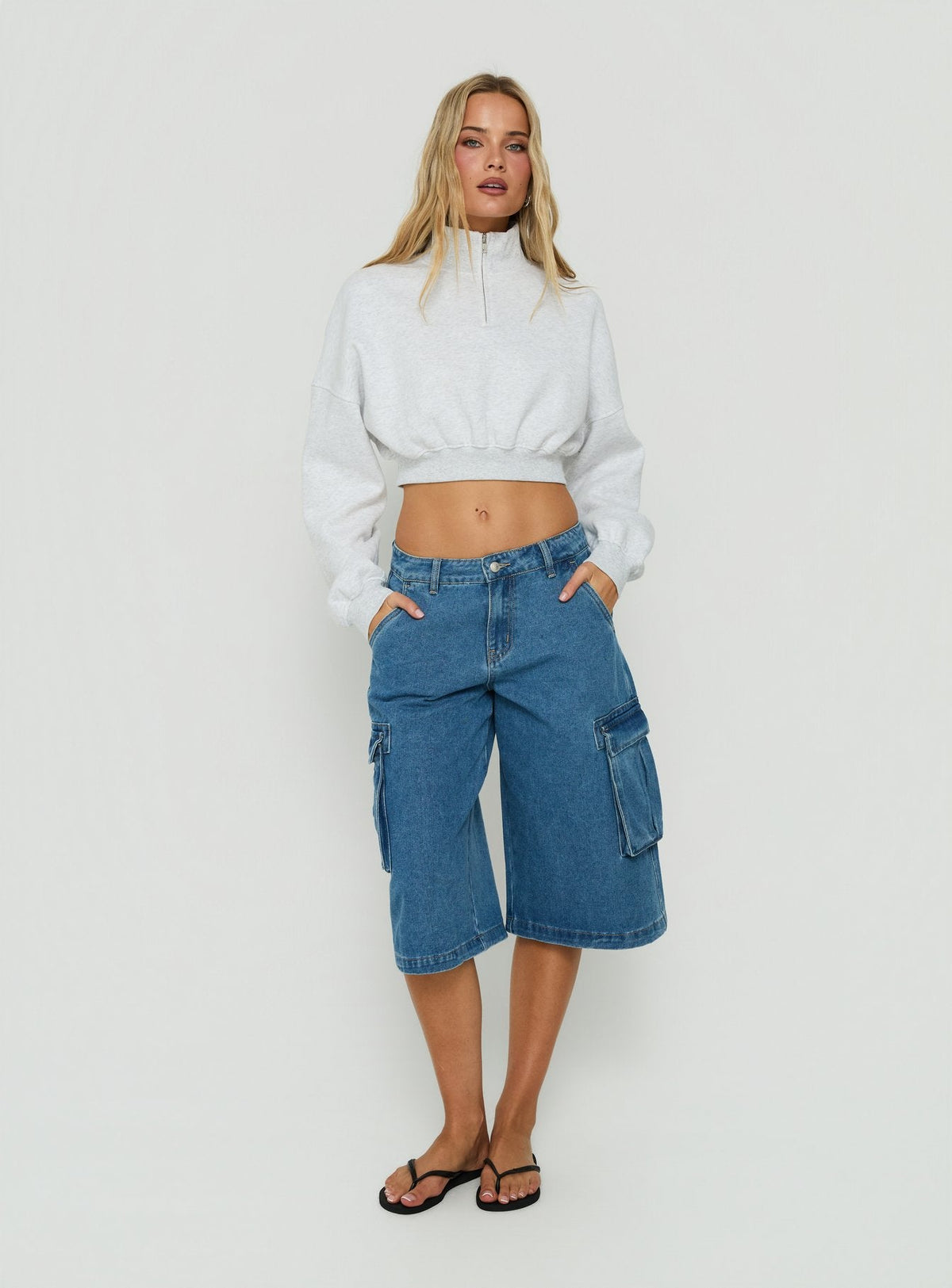 #NOVERA - Jersey Astridd Gris Jaspeado Tobillero Crop -