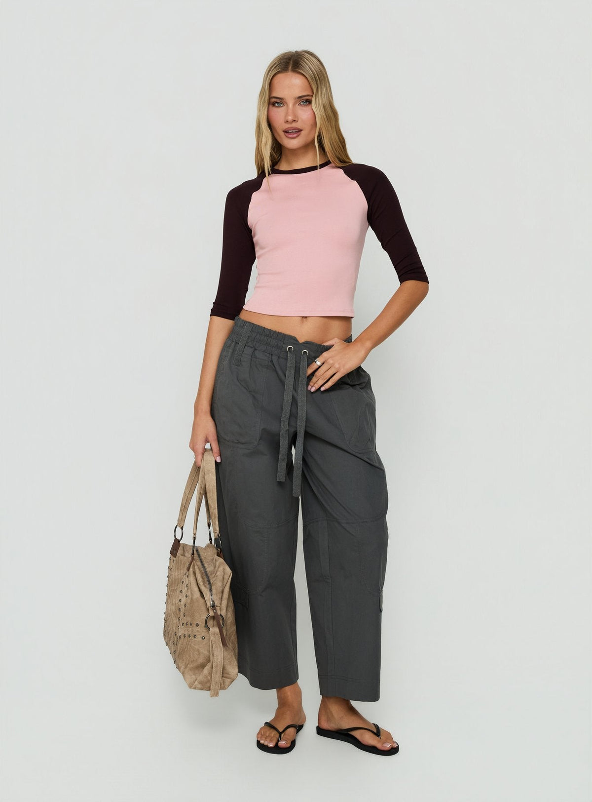 #NOVERA - Pantalón Margarita Gris Antracita Cargo -