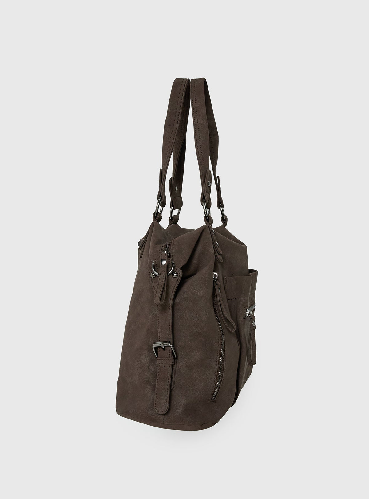 #NOVERA - Bolso de Hombro Olsenn Pizarra de Ante Sintético Oversize -