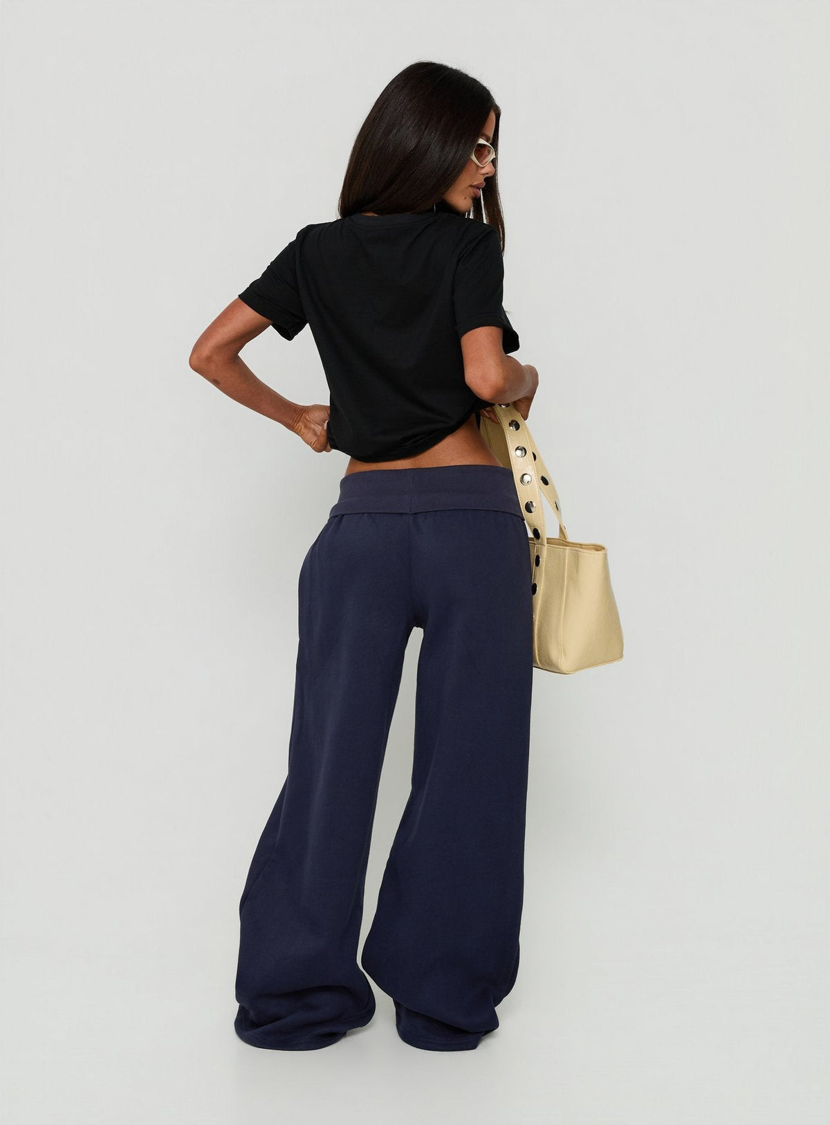 #NOVERA - Pantalón de Chándal Lockie Azul Marino con Cintura Doblada Baggy -