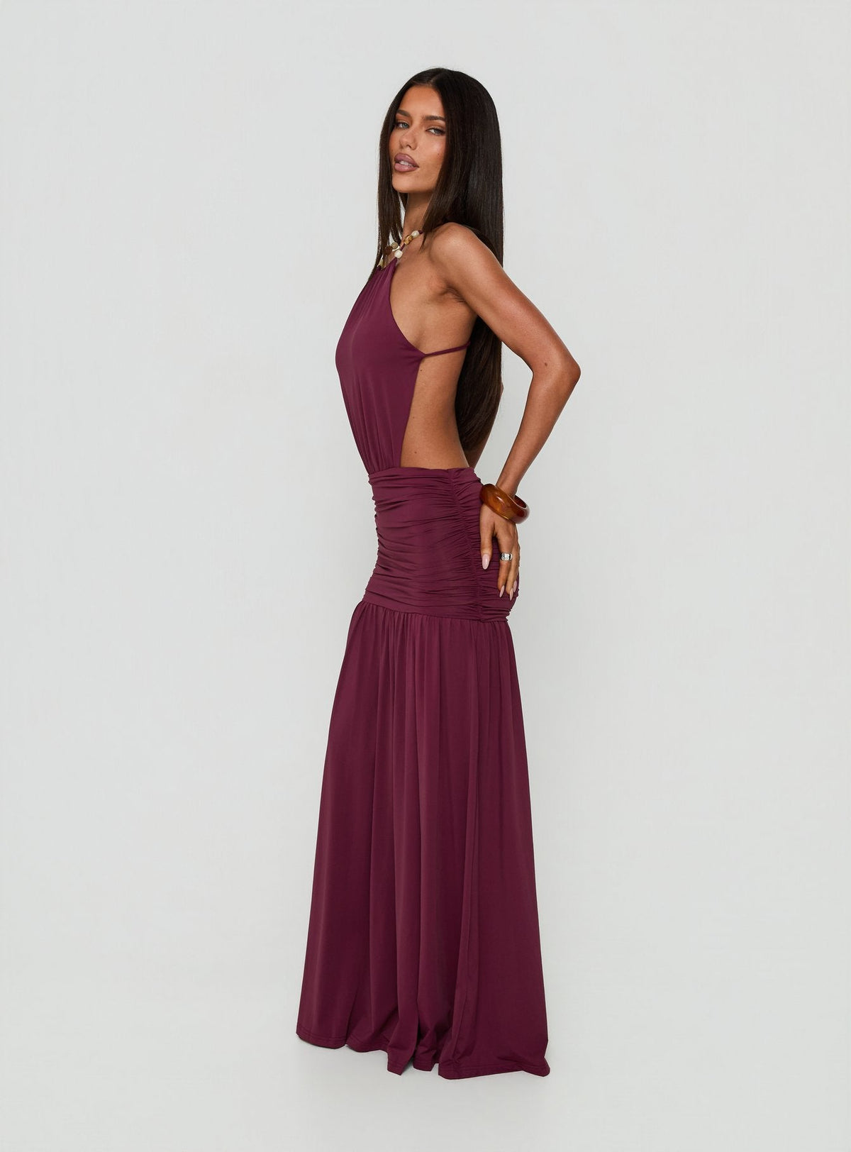 #NOVERA - Vestido Largo Tykaia Frambuesa Halter -