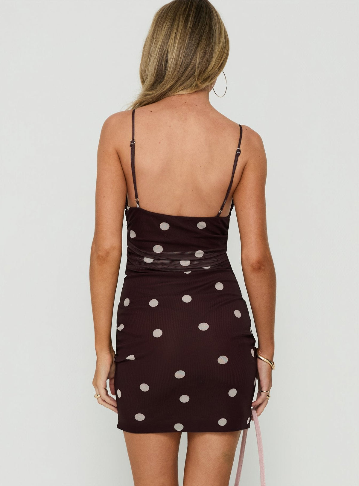 #NOVERA - Vestido Mini Edesia Chocolate de Lunares Fruncido -