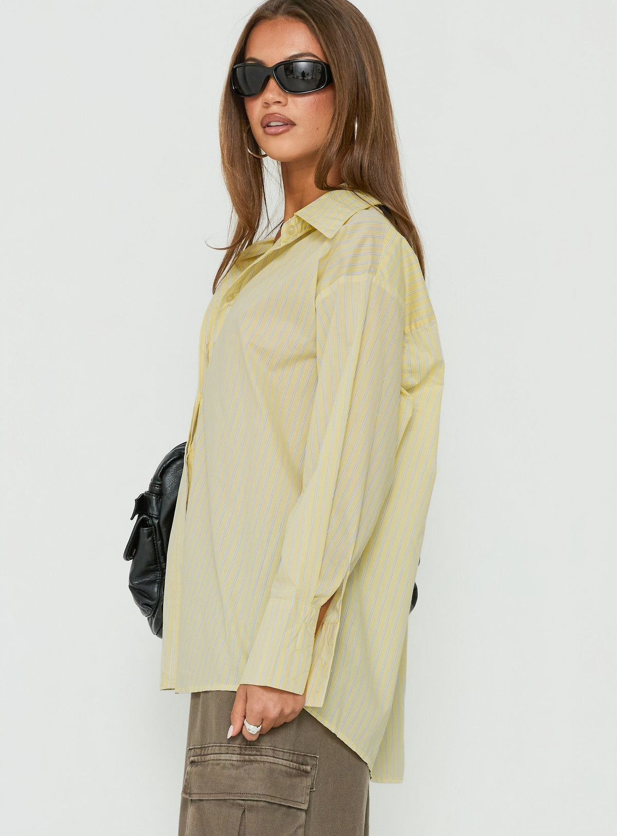 #NOVERA - Camisa Izzybella Amarilla de Rayas de Manga Larga -