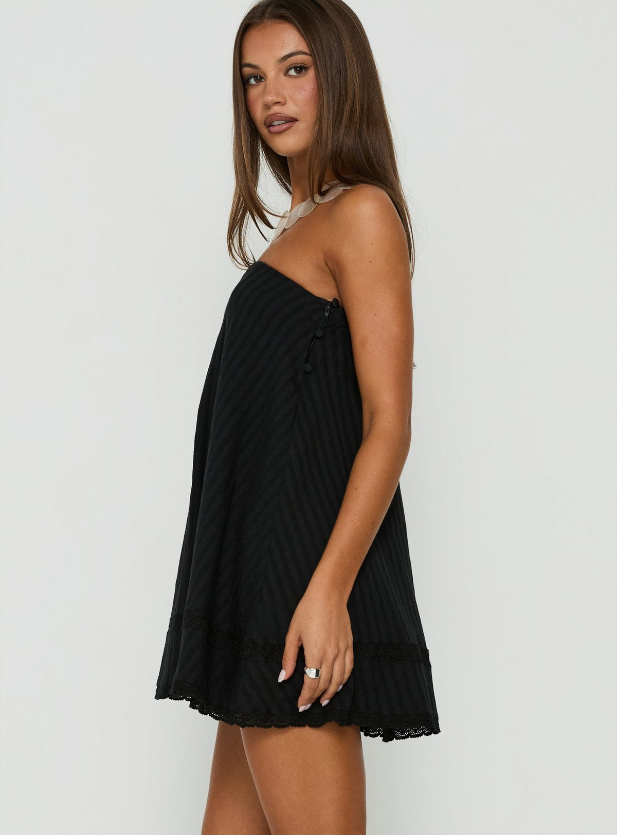 #NOVERA - Vestido Mini Gypsea Negro Palabra de Honor -