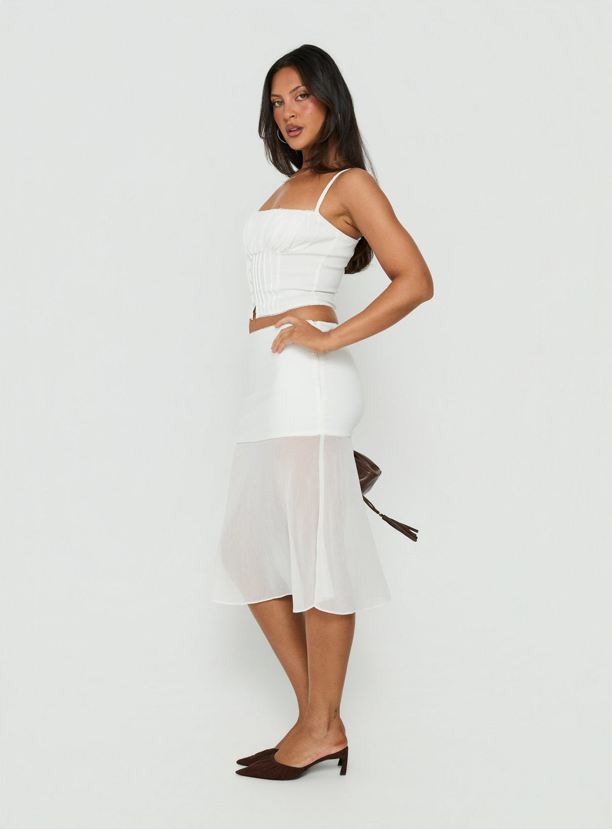 #NOVERA - Falda Midi Camy Blanca Transparente -