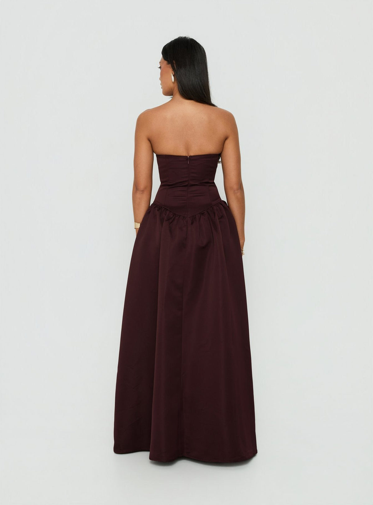 #NOVERA - Vestido Largo Candela Chocolate Palabra de Honor -