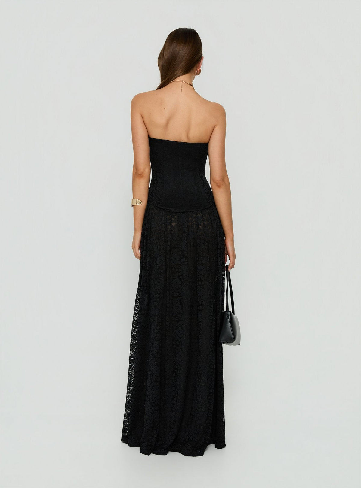 #NOVERA - Vestido Largo Diannah Negro de Encaje Corsé -