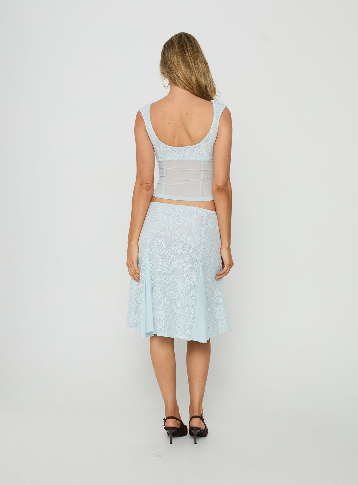 #NOVERA - Falda Midi Quani Azul de Encaje -