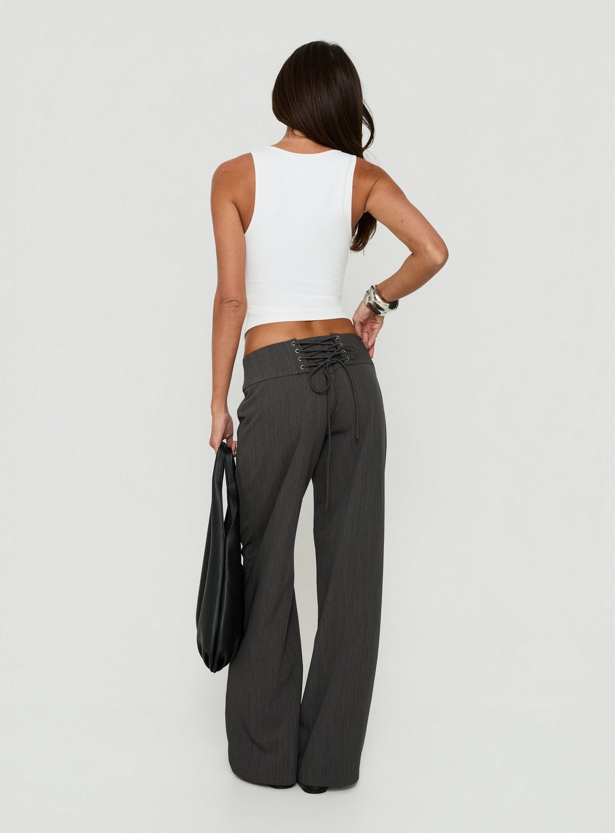 #NOVERA - Pantalón Klarika Gris Antracita con Cordones -