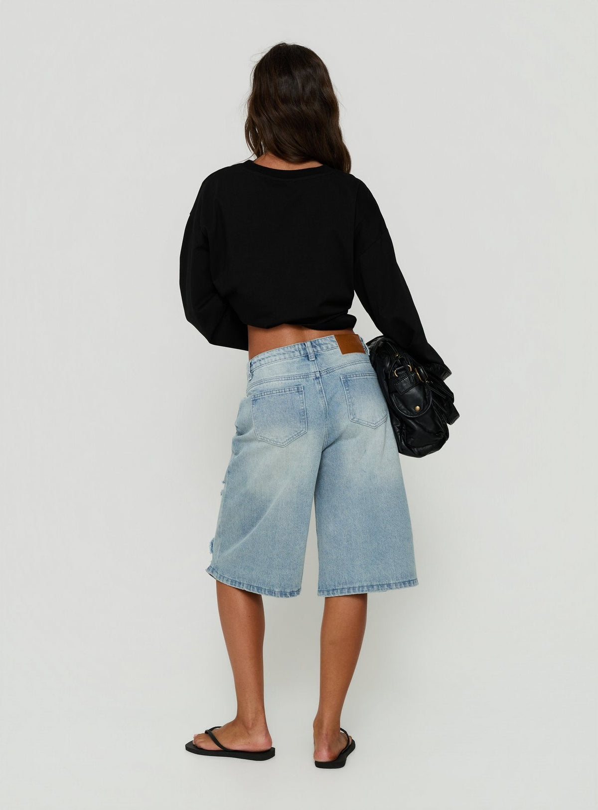 #NOVERA - Shorts Vaqueros Kolumbia Azul Claro Vintage de Tiro Bajo Desgastados -