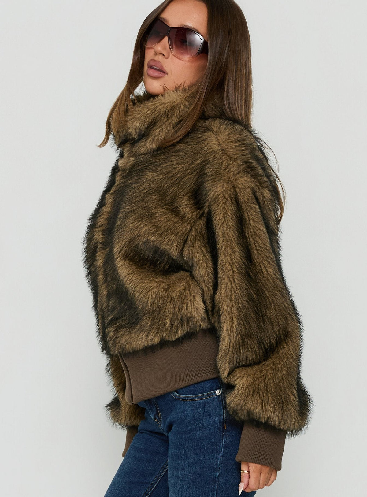 #NOVERA - Chaqueta Luxia Multicolor de Pelo Sintético de Cuello Alto -