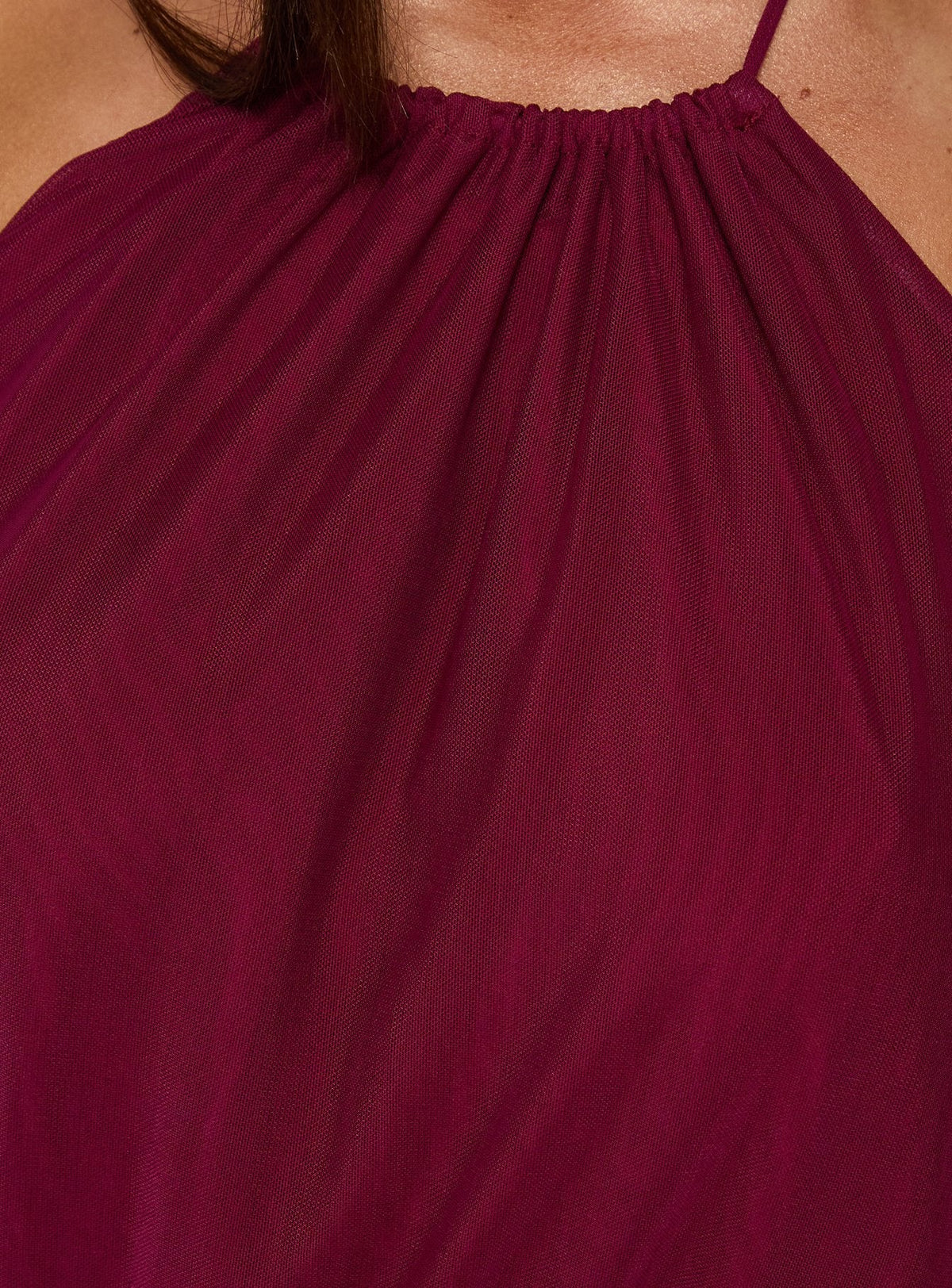 #NOVERA - Vestido Largo Casperina Frambuesa Fruncido Halter -