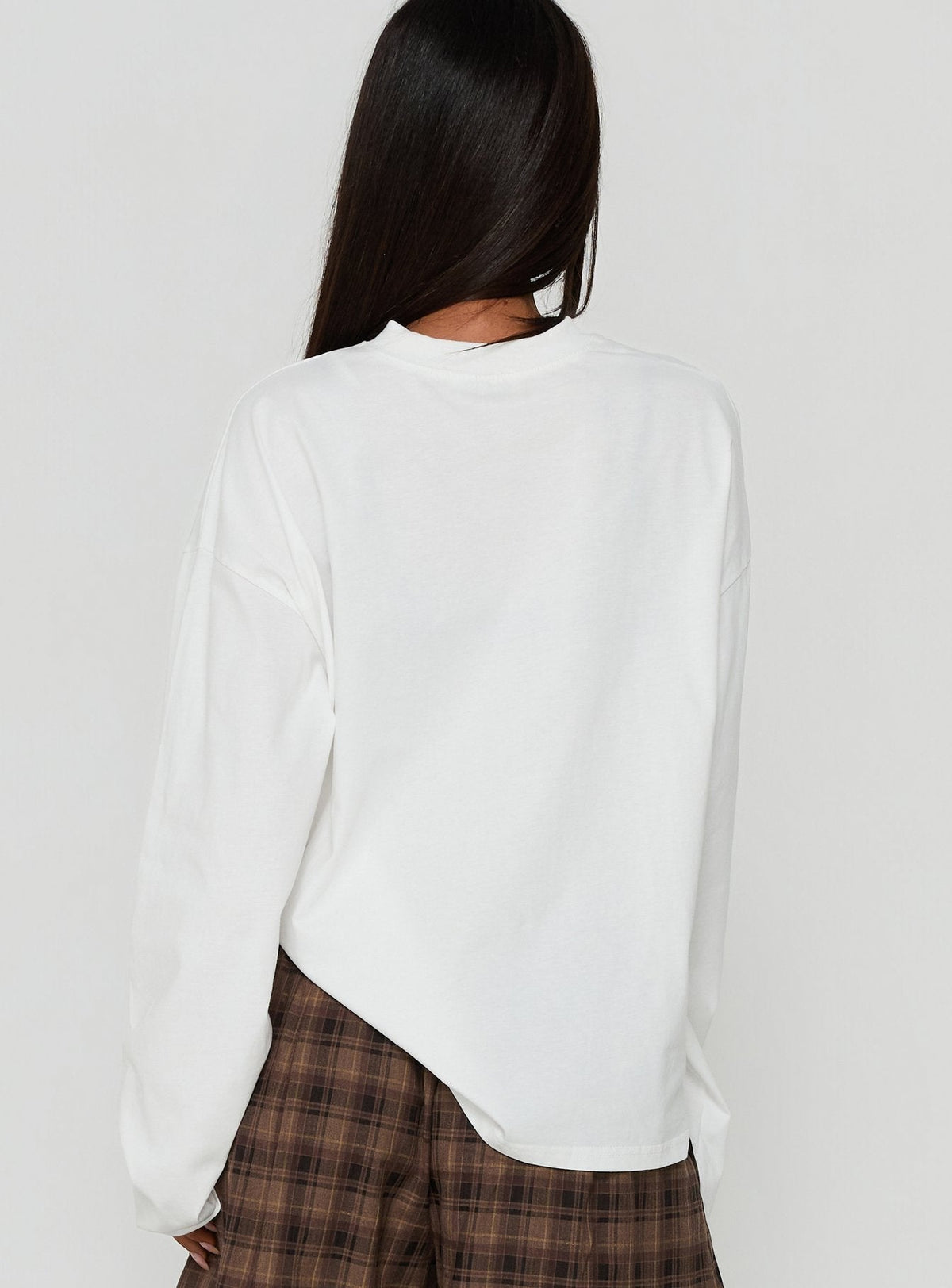 #NOVERA - Top Luna Blanco de Manga Larga con Cuello en V -
