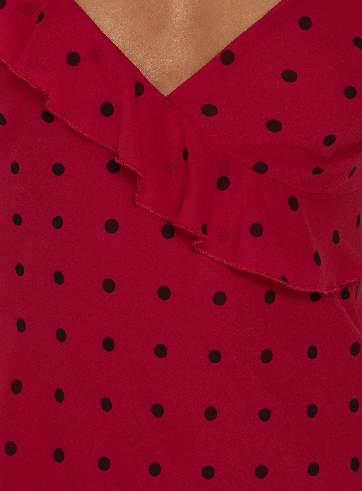 #NOVERA - Vestido Mini Cáceres Rojo de Lunares con Volantes -