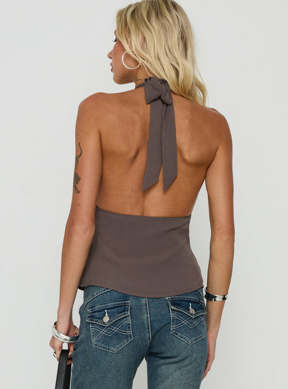 #NOVERA - Top Sanlúcar Marrón de Lentejuelas Halter -