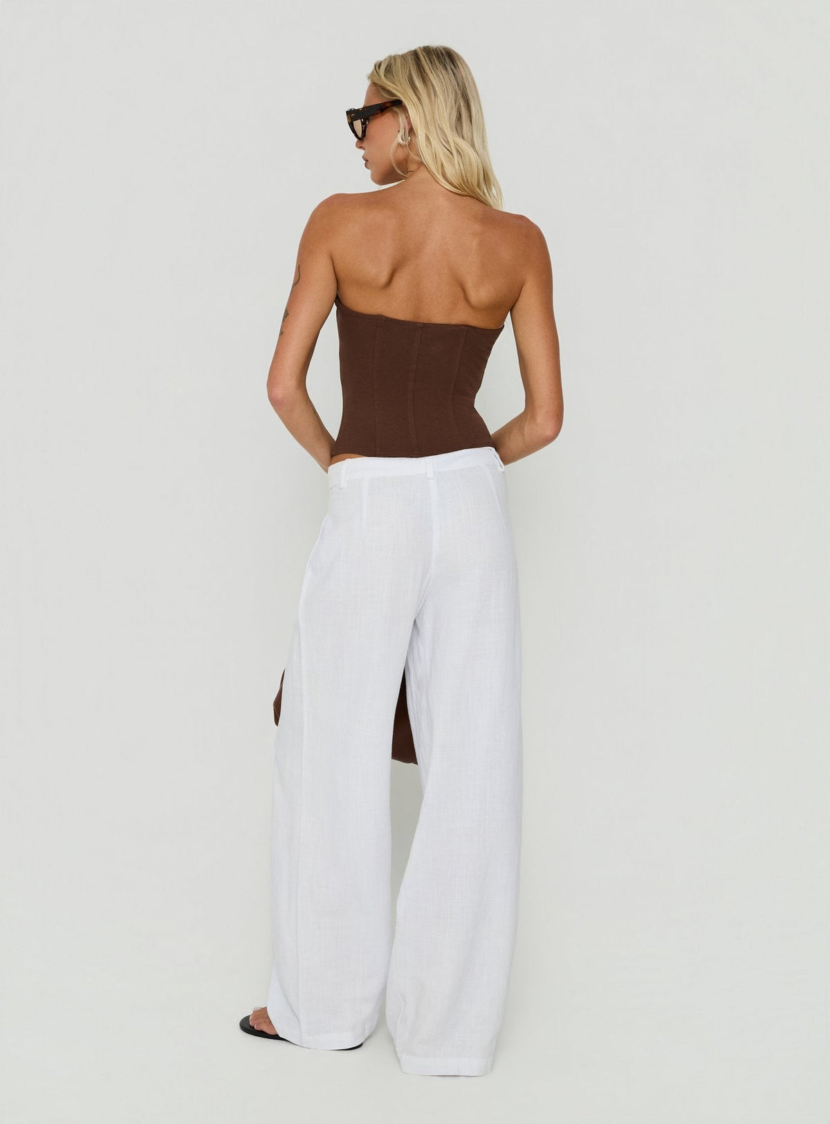 #NOVERA - Pantalón Syrena Blanco Sastre de Pierna Ancha -