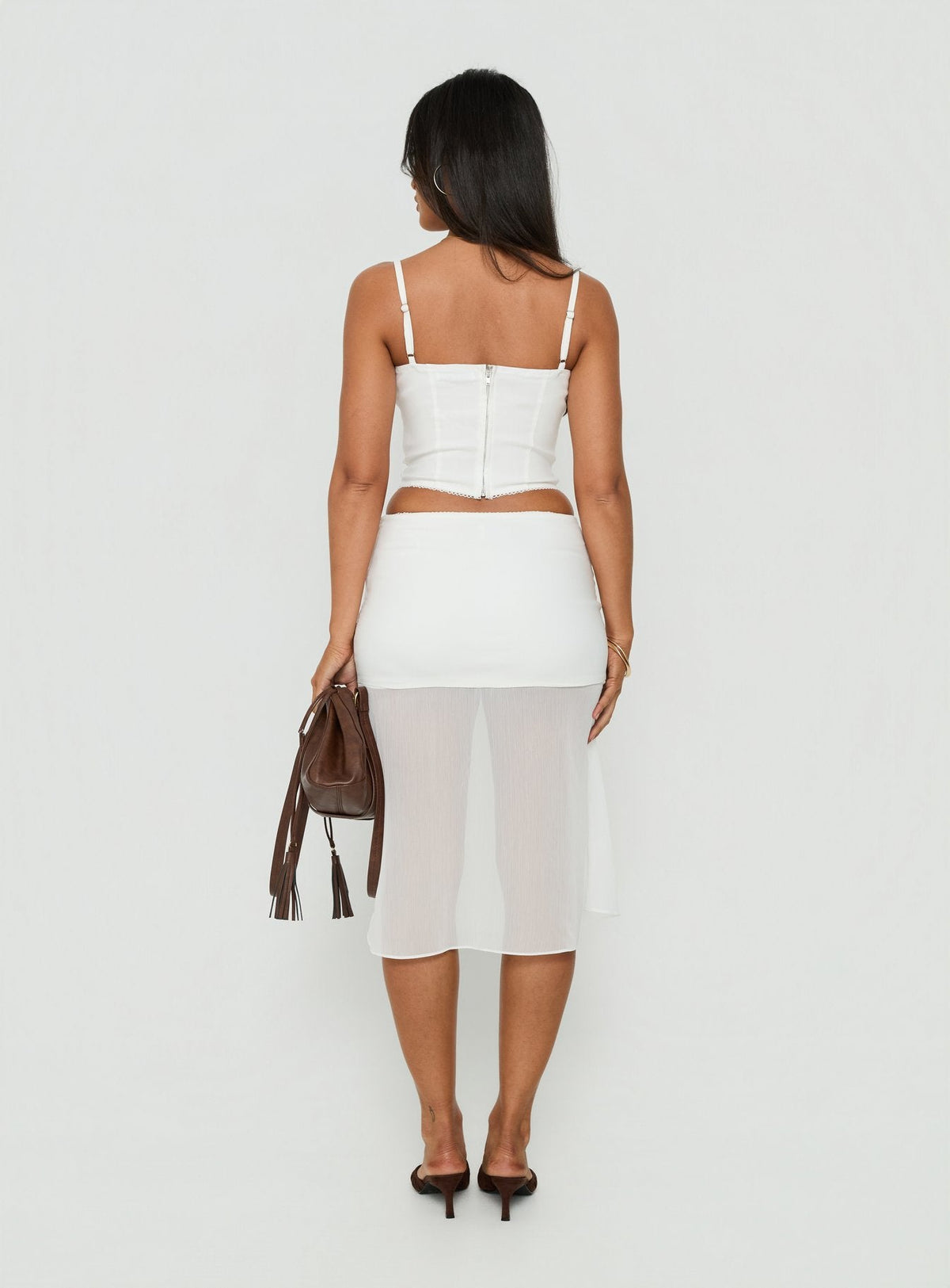 #NOVERA - Falda Midi Camy Blanca Transparente -
