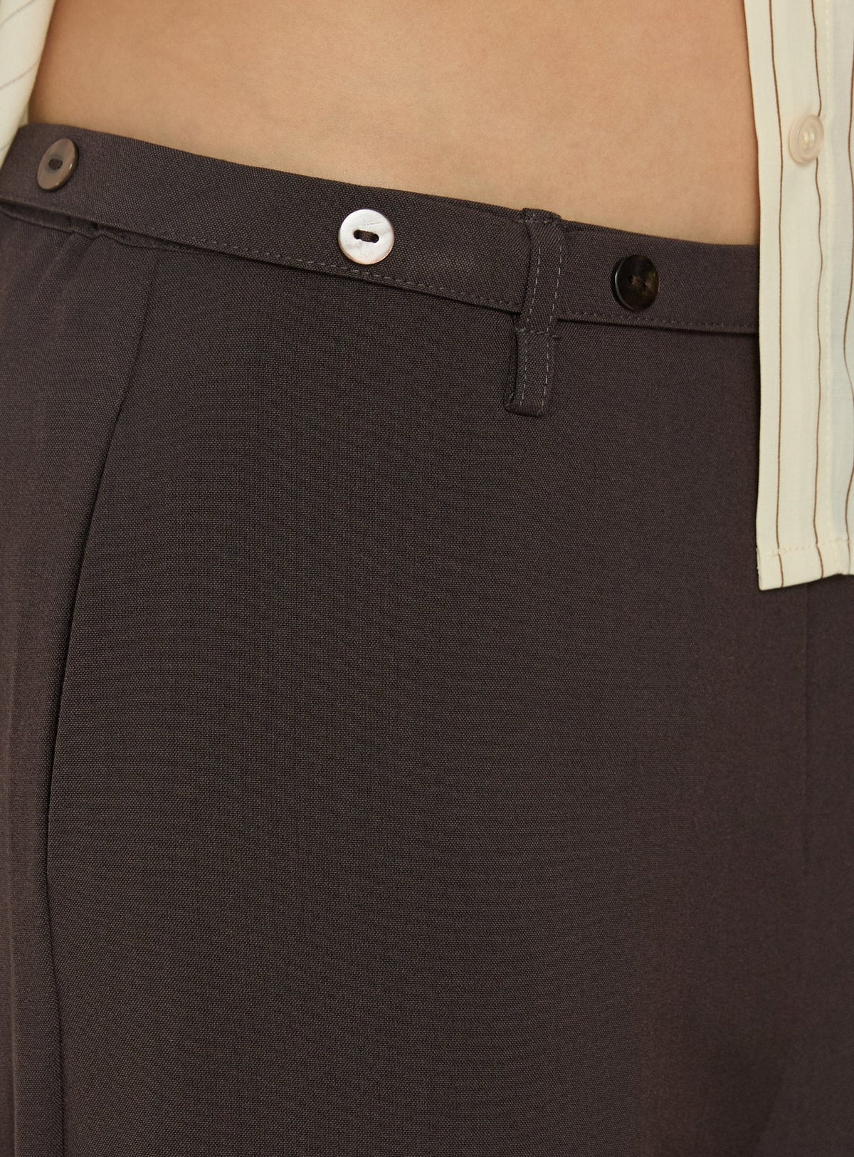 #NOVERA - Pantalón Mericana Marrón de Tiro Bajo de Pierna Ancha -