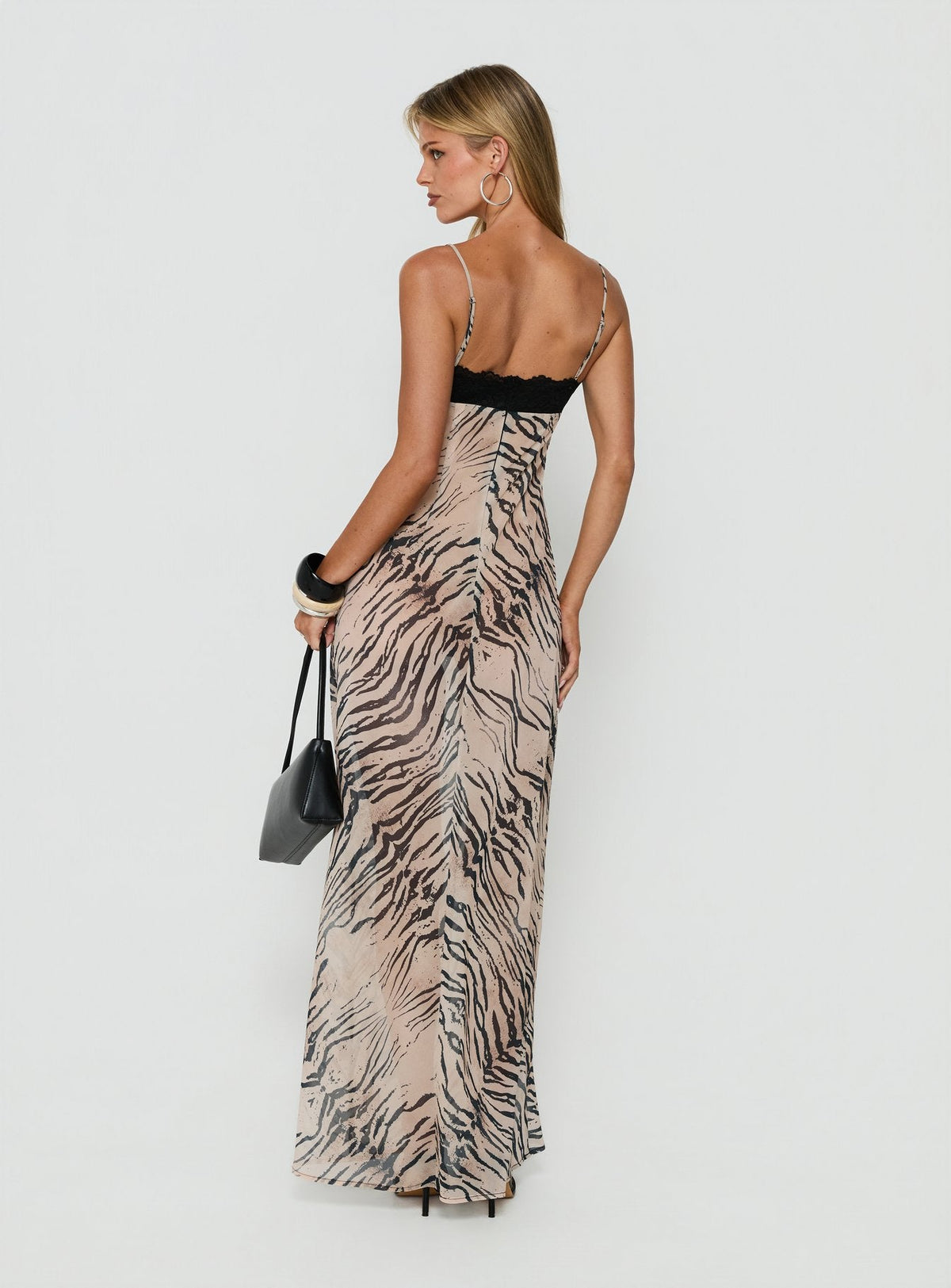 #NOVERA - Vestido Largo Kirstena Animal Print de Gasa de Encaje -