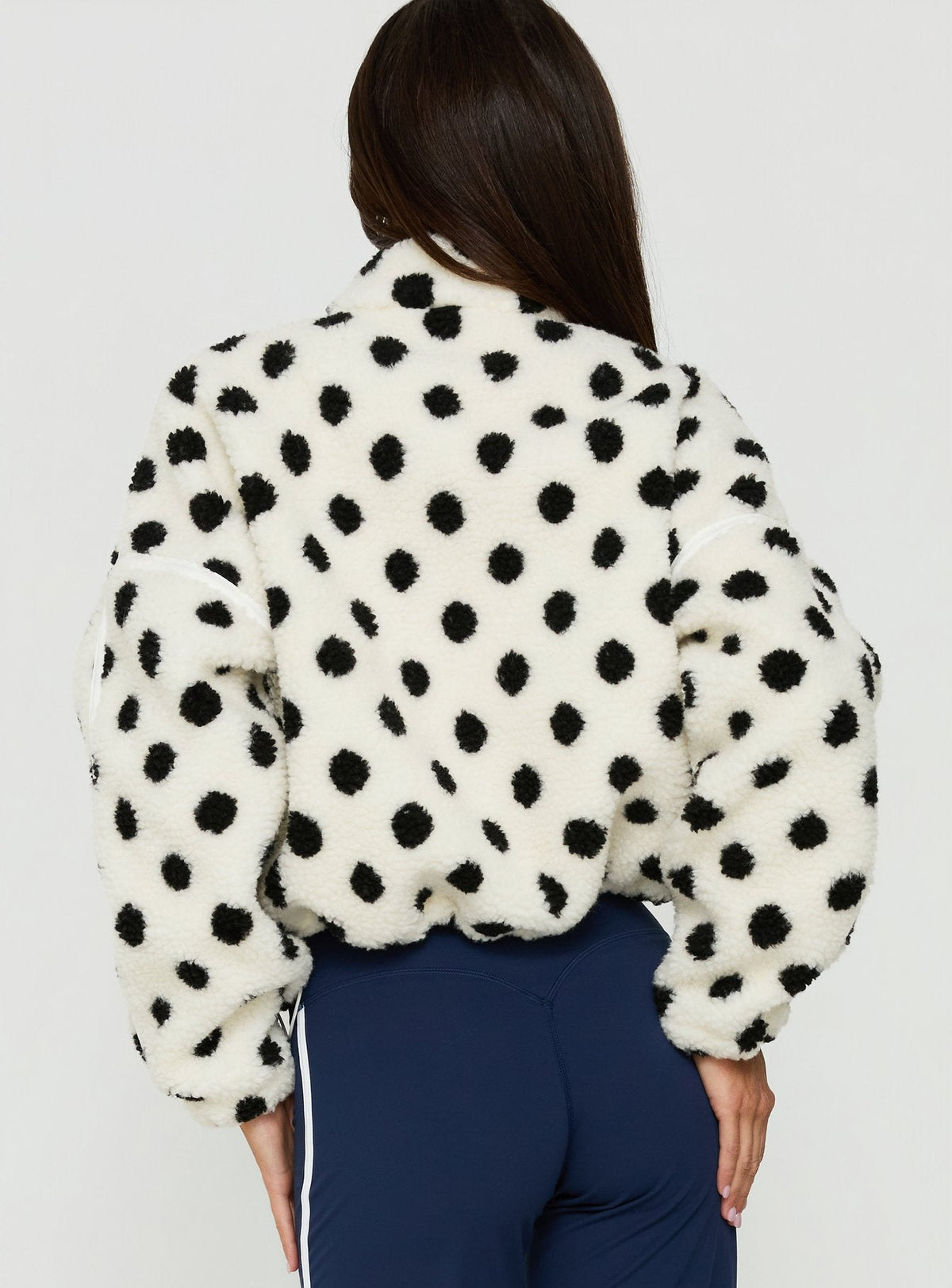#NOVERA - Chaqueta Sammee Polar Blanca de Lunares Polar con Cremallera -