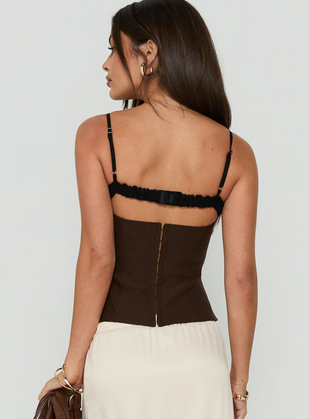 #NOVERA - Top Aroa Chocolate y Negro Corsé -