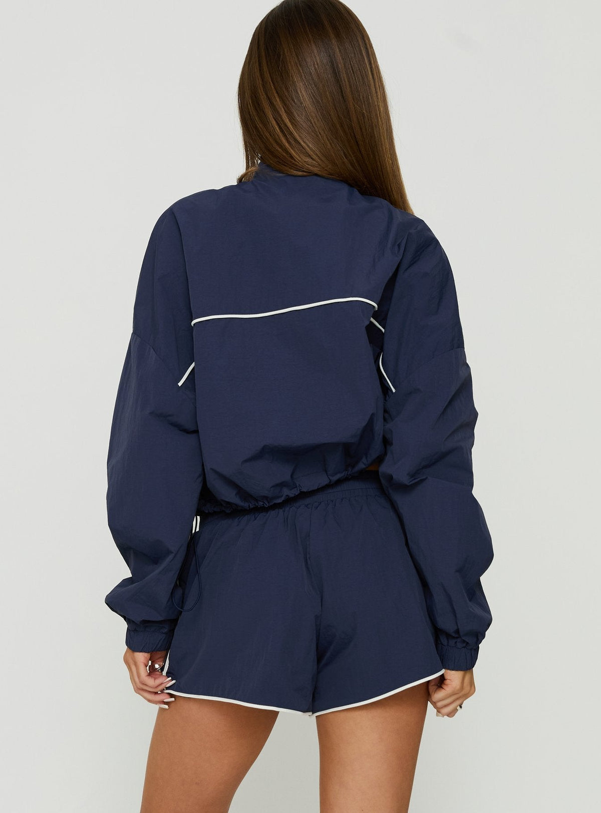 #NOVERA - Shorts Shayyla Azul Marino y Blancos de Tiro Medio -