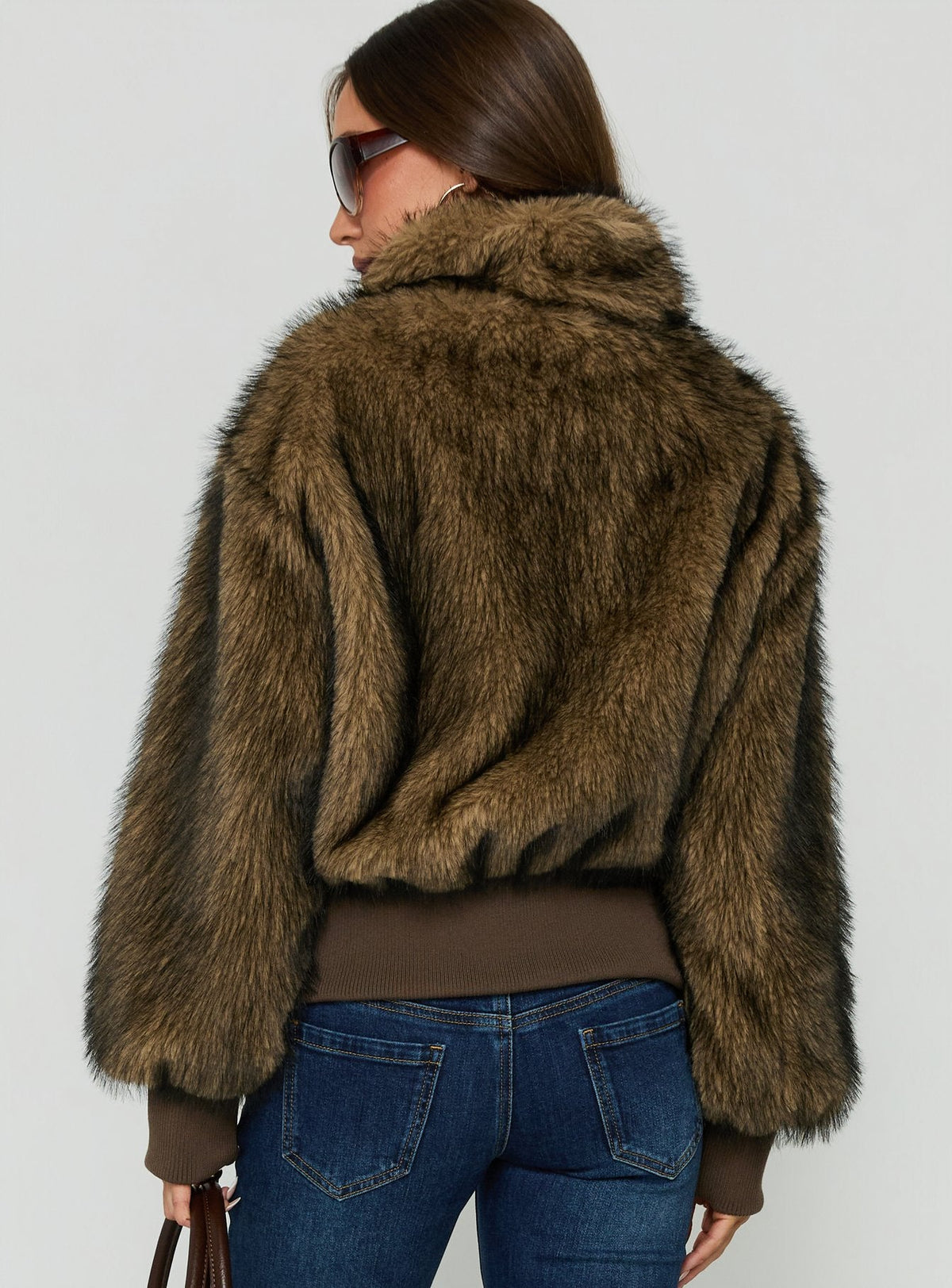 #NOVERA - Chaqueta Luxia Multicolor de Pelo Sintético de Cuello Alto -