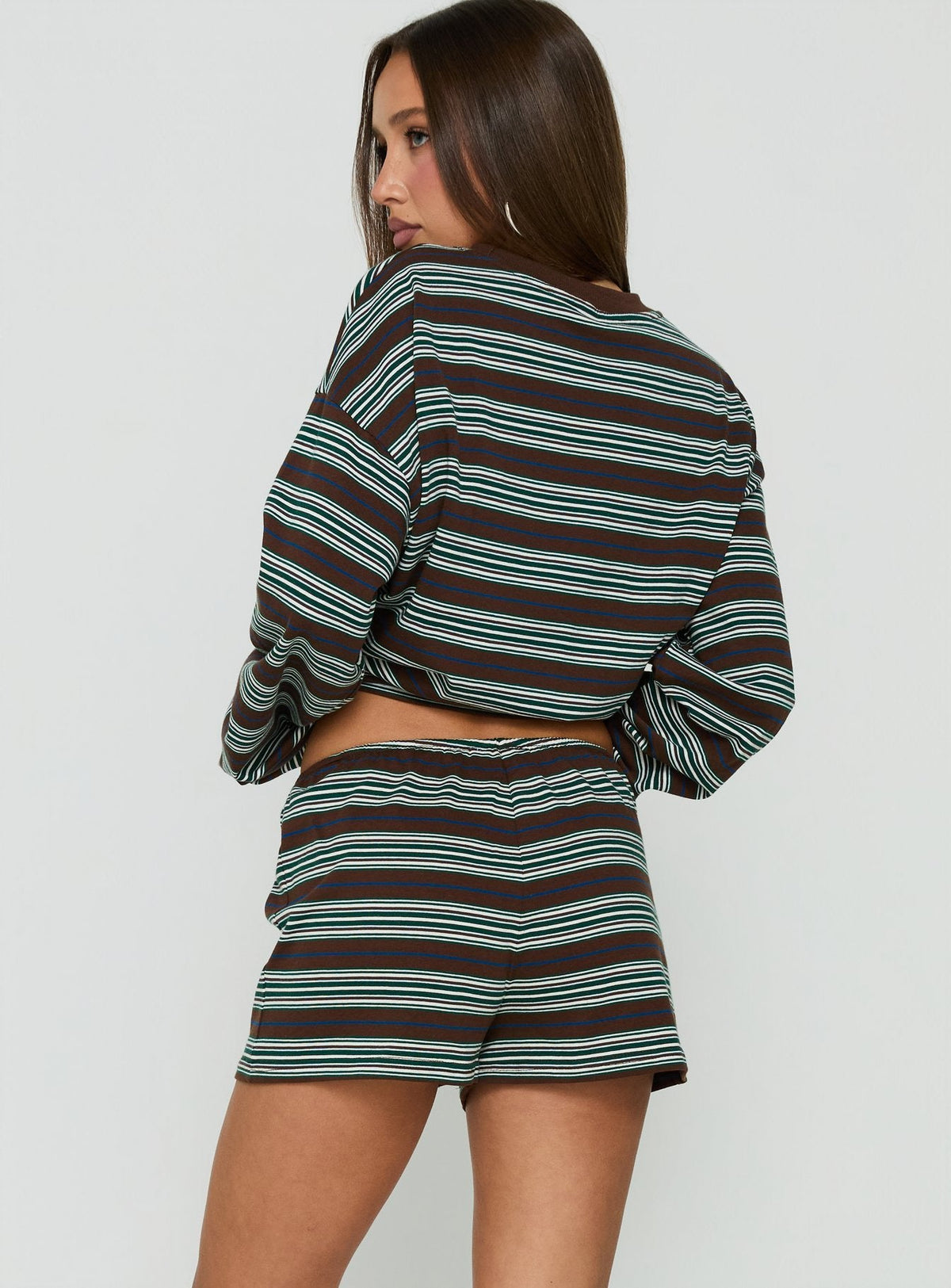 #NOVERA - Shorts Luna Marrón de Rayas -