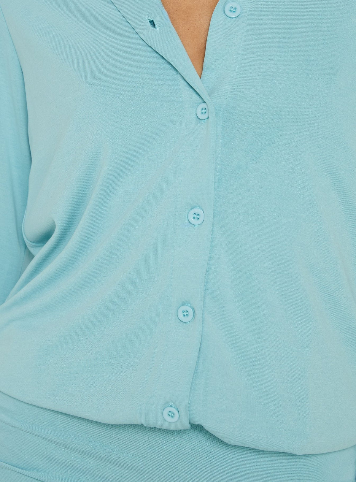 #NOVERA - Vestido Mini Eduarda Azul de Manga Larga con Botones -