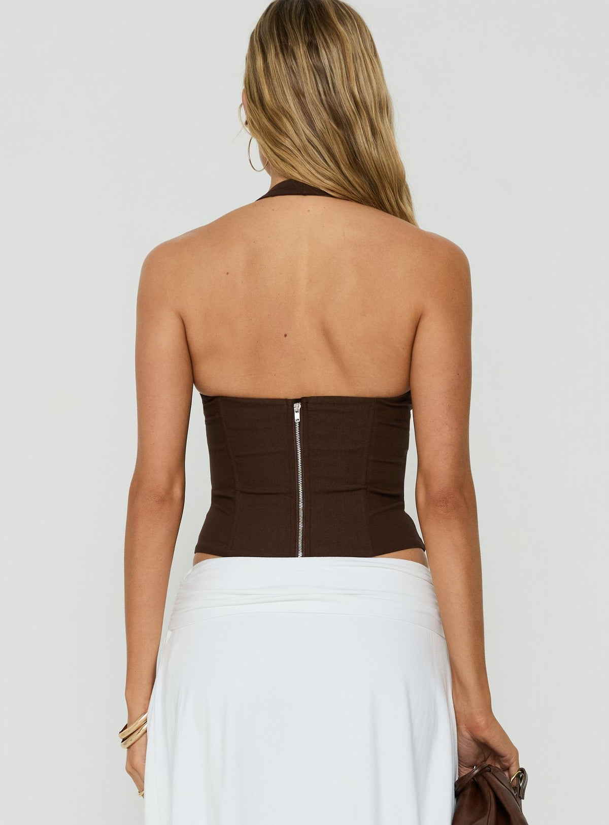 #NOVERA - Top Sherah Marrón Halter Corsé -