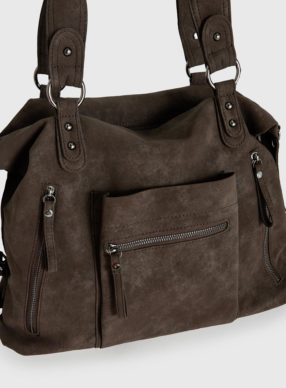 #NOVERA - Bolso de Hombro Olsenn Pizarra de Ante Sintético Oversize -