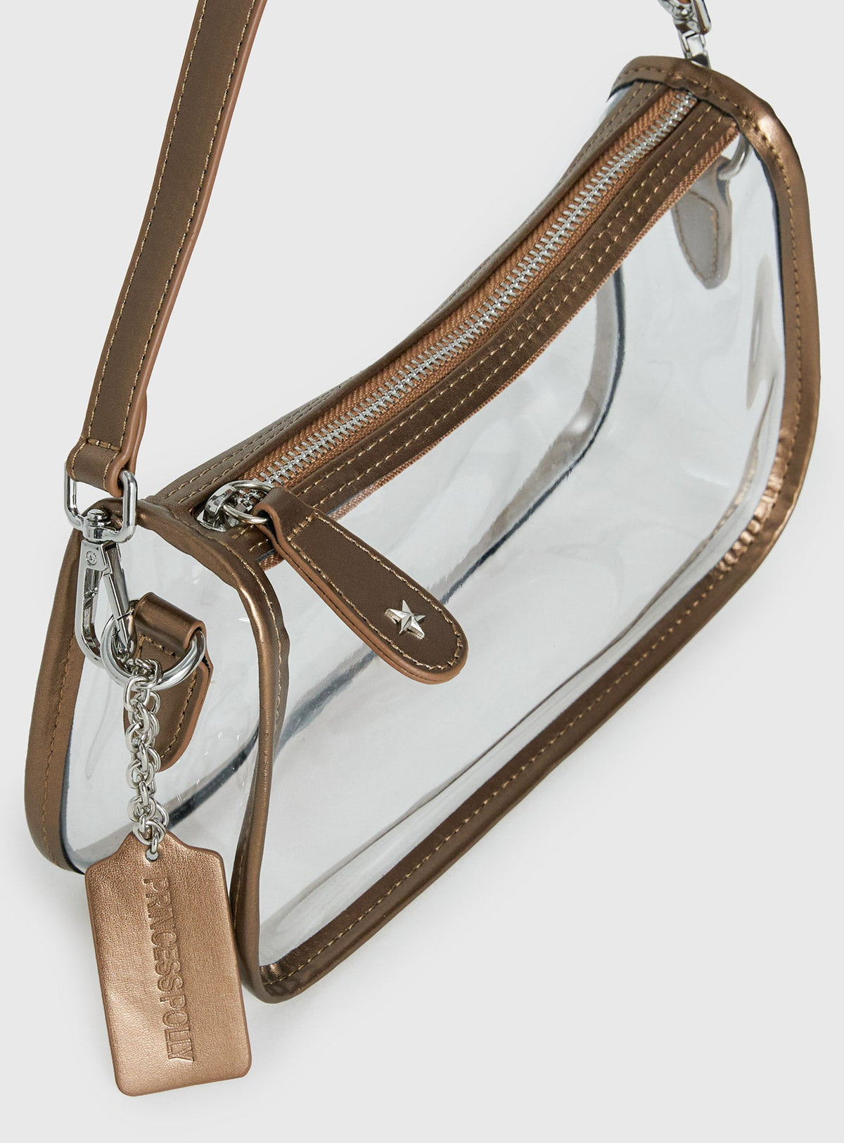 #NOVERA - Bolso de Hombro Rommily Transparente y Bronce -