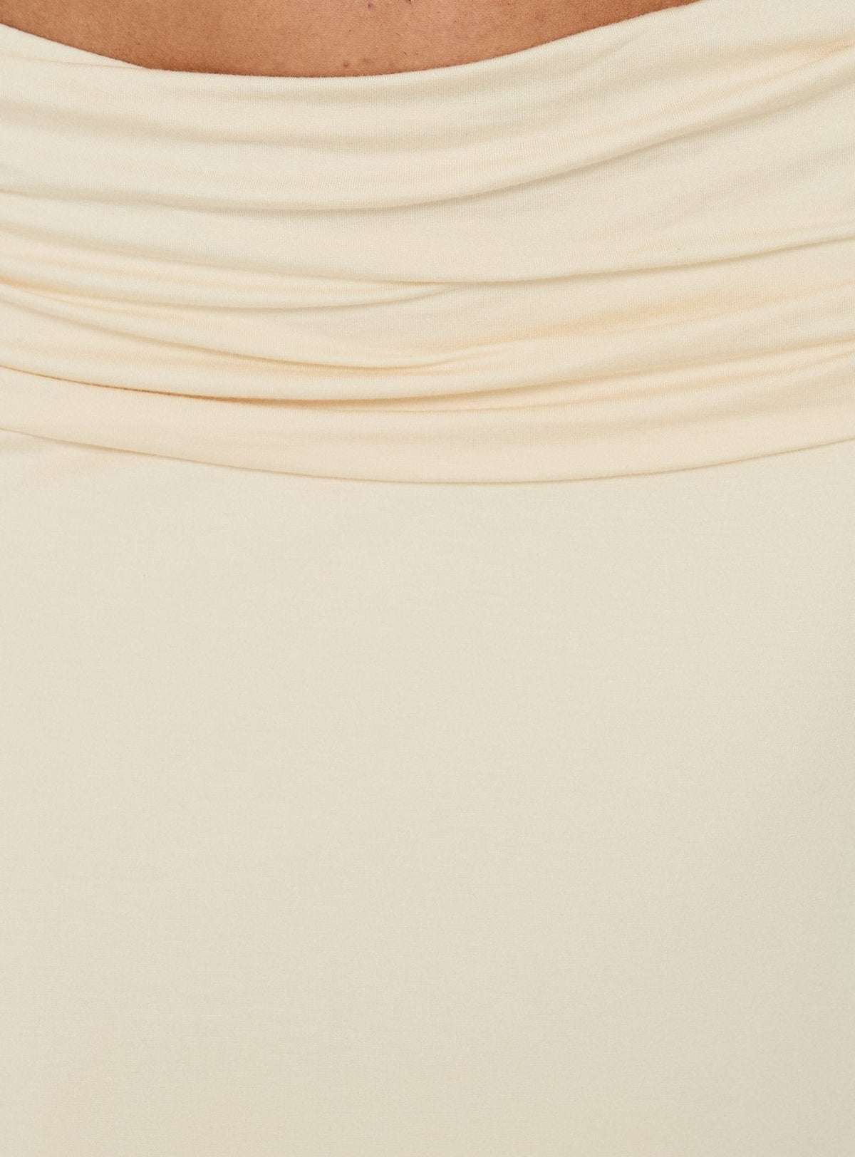#NOVERA - Falda Midi Sezzia Beige Fruncida Asimétrica -