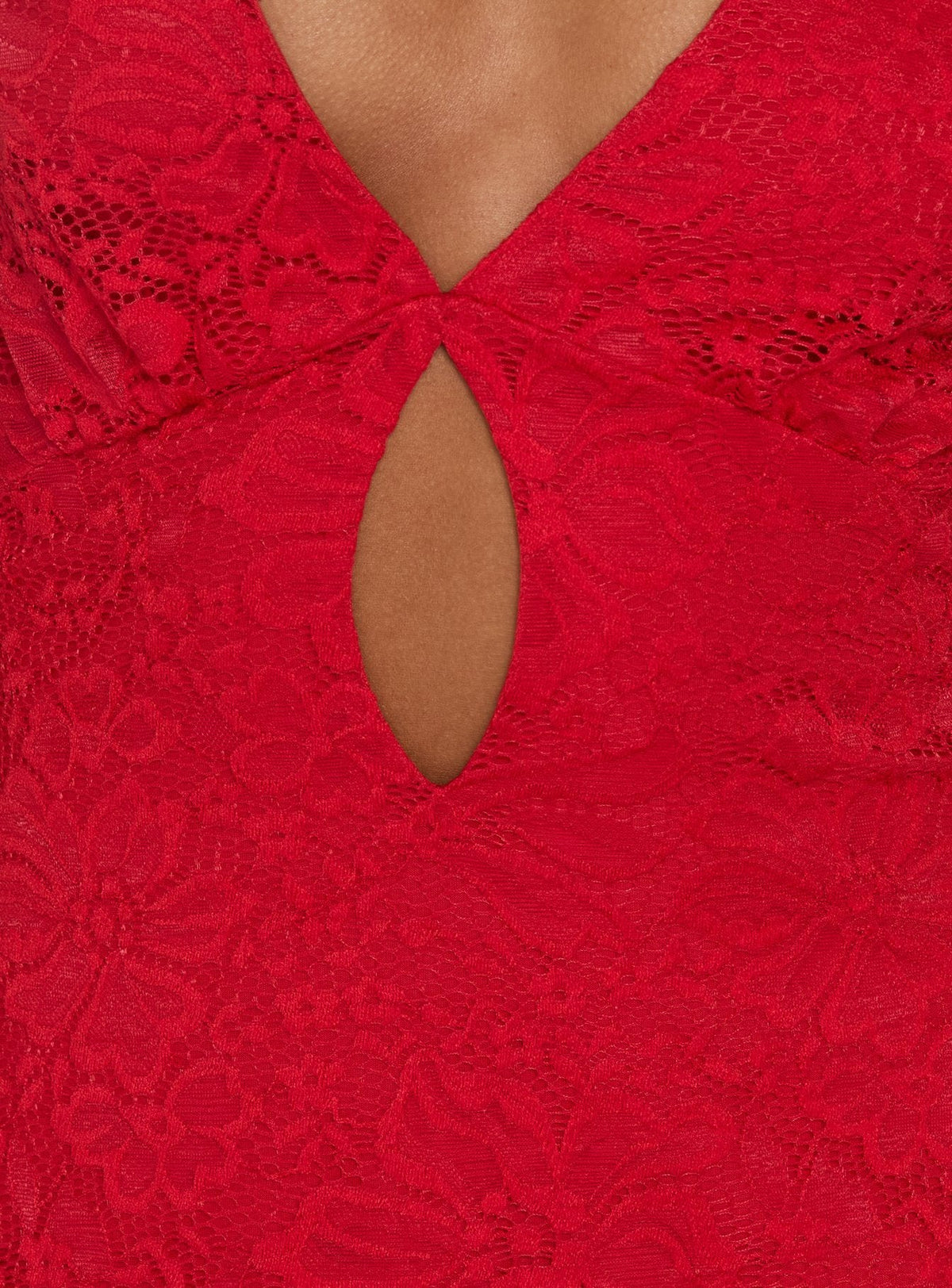 #NOVERA - Vestido Mini Steffie Rojo de Encaje Espalda Descubierta -