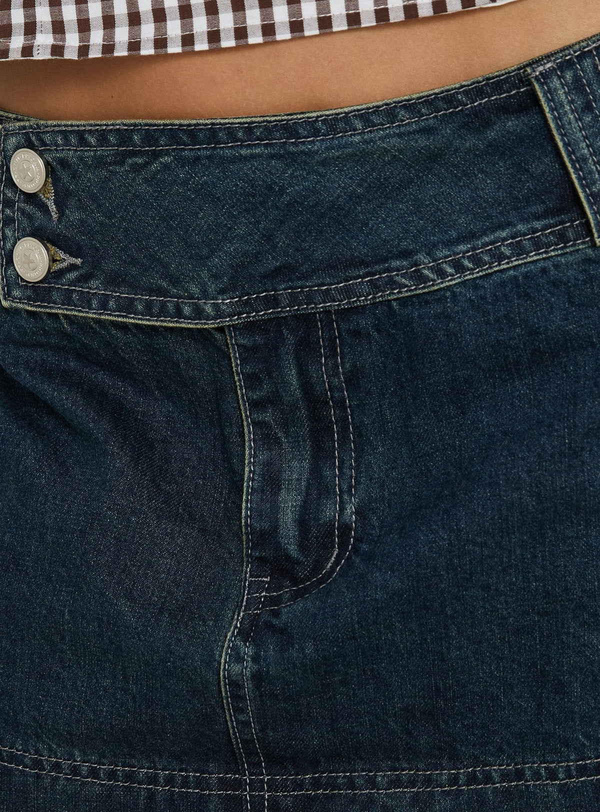#NOVERA - Minifalda Ladena Denim Crudo de Tiro Medio -