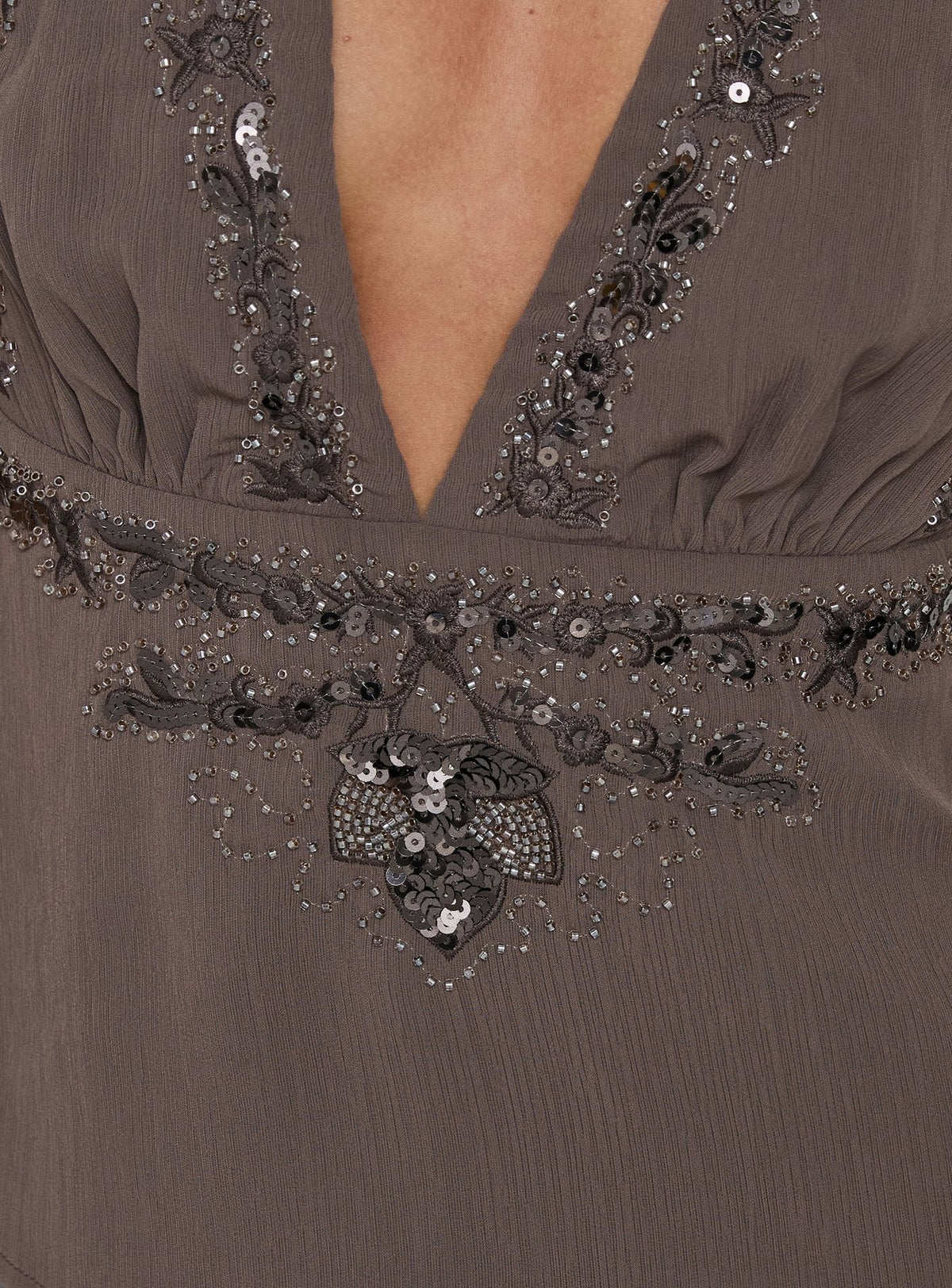 #NOVERA - Top Sanlúcar Marrón de Lentejuelas Halter -