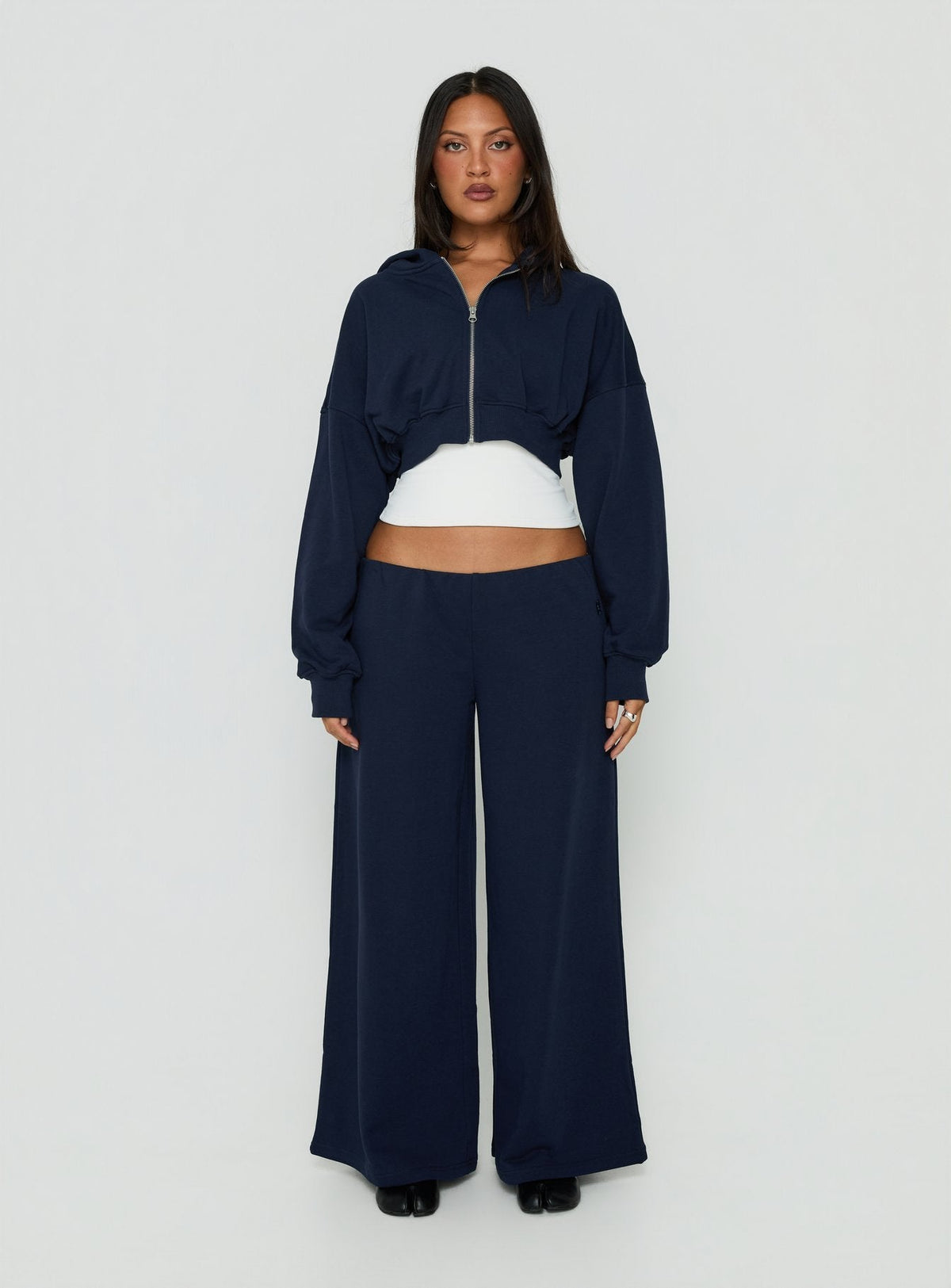 #NOVERA - Pantalón Kaeya Azul Marino Polar de Pierna Ancha -