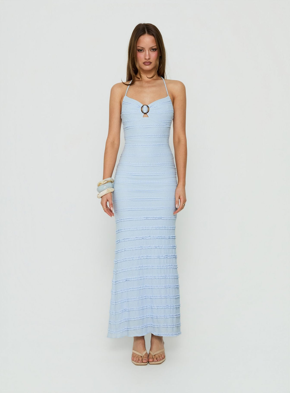 #NOVERA - Vestido Largo Liskaia Azul Halter -
