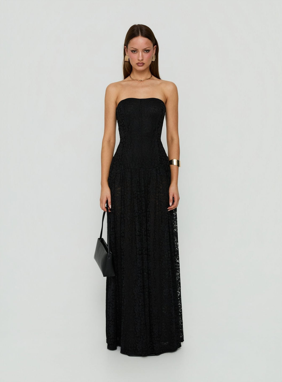 #NOVERA - Vestido Largo Diannah Negro de Encaje Corsé -
