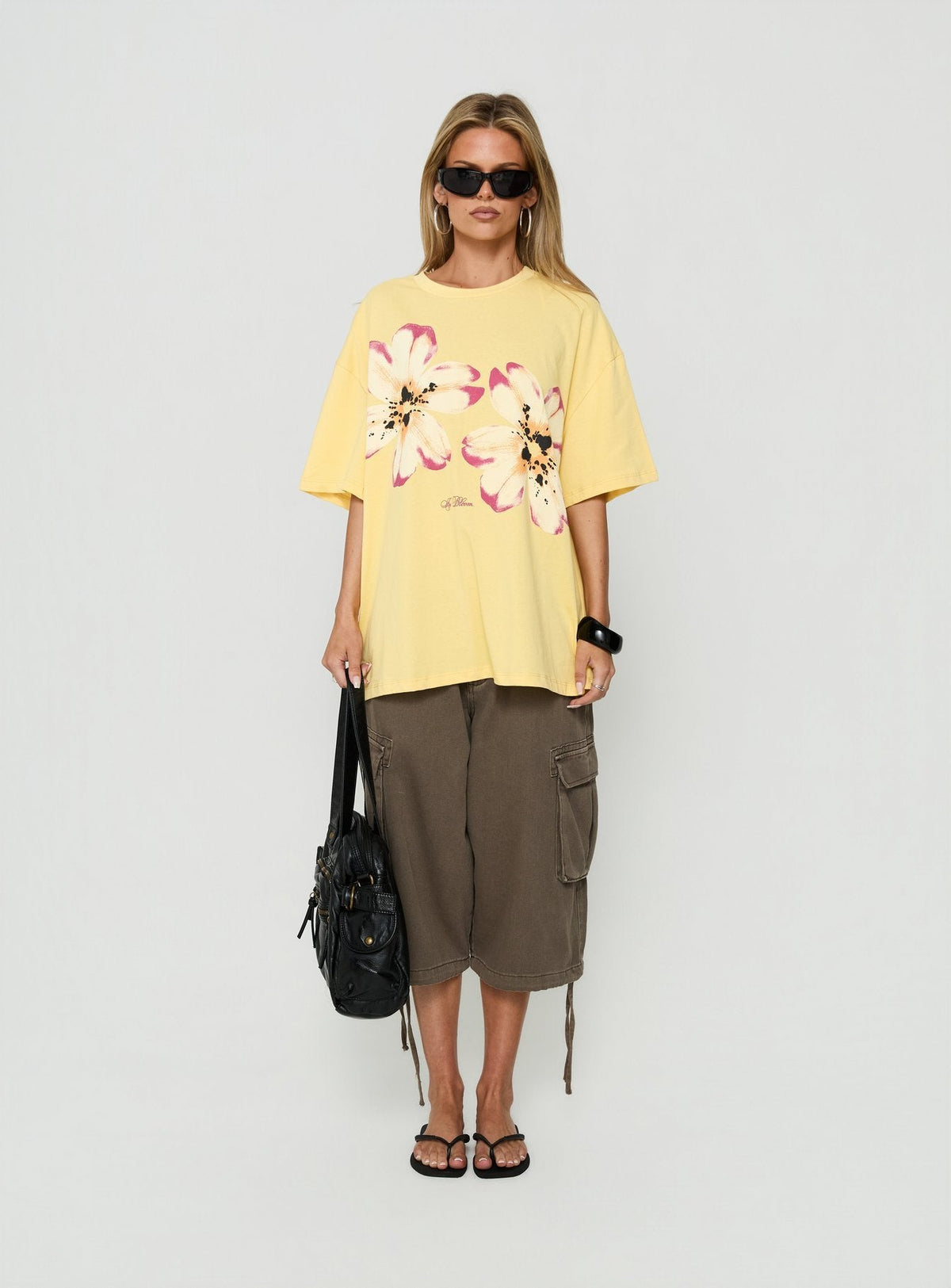 #NOVERA - Camiseta Zulema Amarilla Lavada Oversize Estampada -